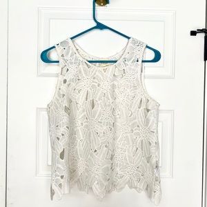 White Floral Lace Tank